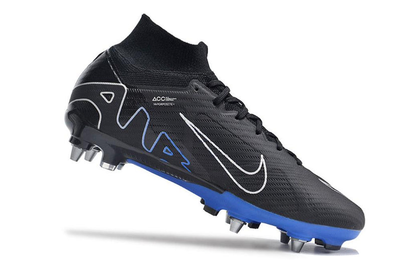 Chuteira Trava Mista Nike Air Zoom Mercurial Superfly 9 Elite Trava Mista Preta e Azul "Shadow Pack"