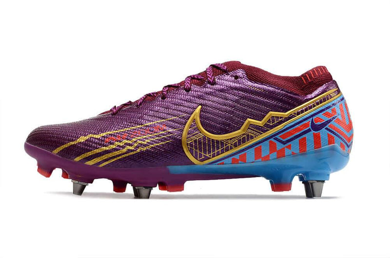 Chuteira Trava Mista Nike Air Zoom Mercurial Vapor 15 Elite Trava Mista Roxa "Mbappe"
