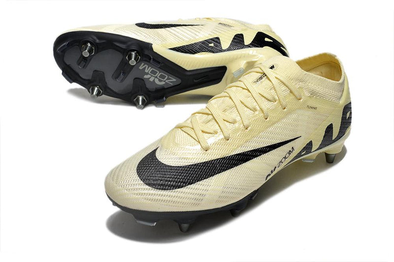Chuteira Trava Mista Nike Air Zoom Mercurial Vapor 15 Elite Trava Mista Bege e Preta "Mad Ready Pack"