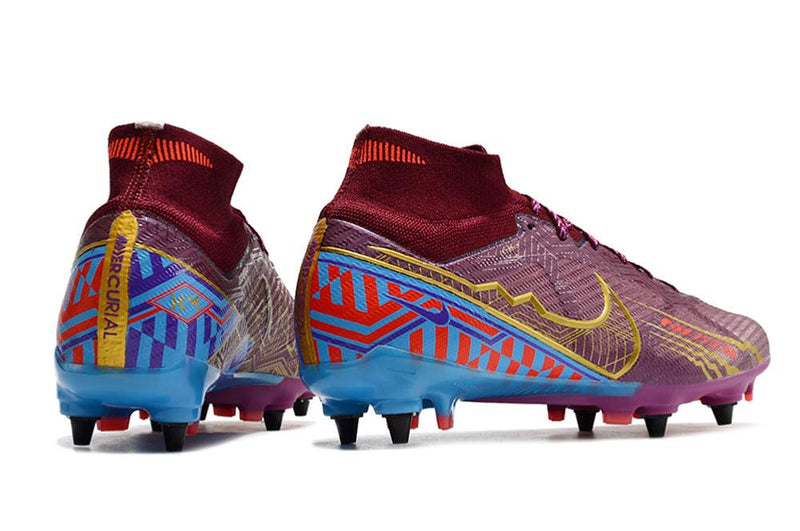 Chuteira Trava Mista Nike Air Zoom Mercurial Superfly 9 Elite Trava Mista Roxa "Mbappe"