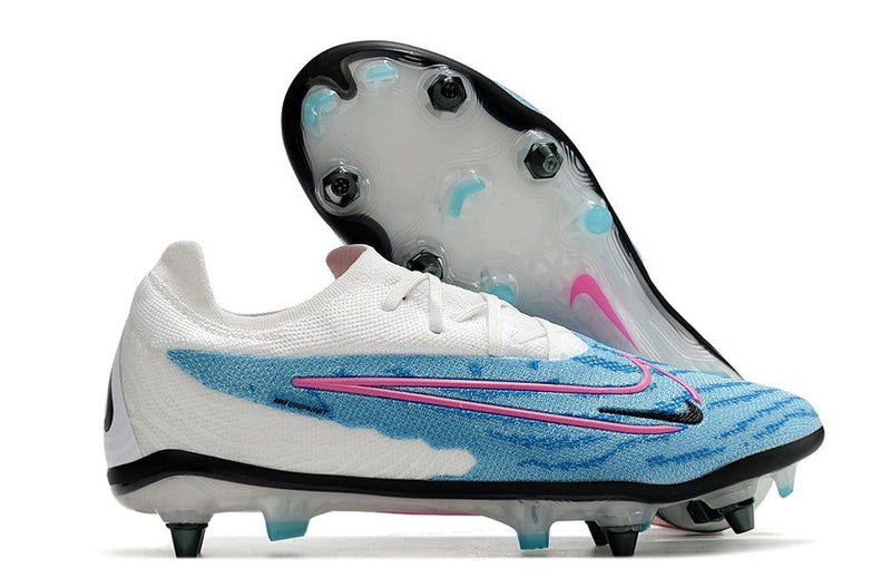 Chuteira Trava Mista Nike Phantom GX Elite Trava Mista Branca e Azul "Blast Pack"