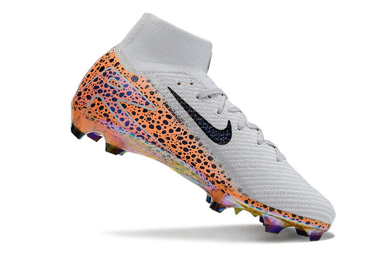 Chuteira Campo Nike Air Zoom Mercurial Superfly 16 Elite FG Branca, Laranja e Preto "Electric Pack"