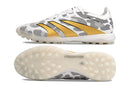 Chuteira Society Adidas Predator Elite TF Branca, Cinza e Dourada