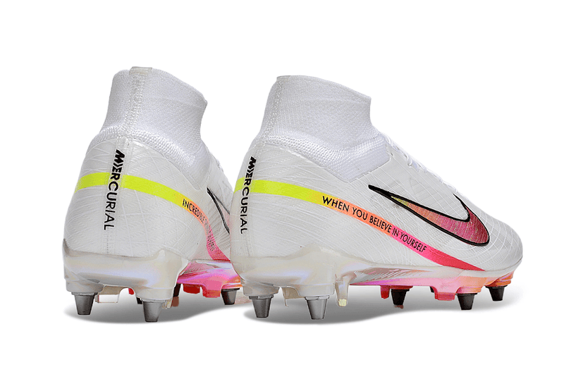 Chuteira Trava Mista Nike Air Zoom Mercurial Superfly 9 Elite Trava Mista Branca "Rashford"