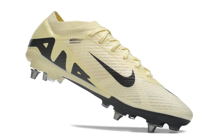 Chuteira Trava Mista Nike Air Zoom Mercurial Vapor 15 Elite Trava Mista Bege e Preta "Mad Ready Pack"