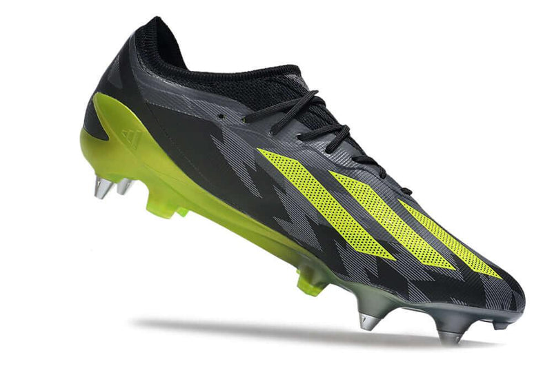 Chuteira Trava Mista Adidas X CrazyFast.1 Ponta de Aluminio Preta e Verde "Crazycharged Pack"