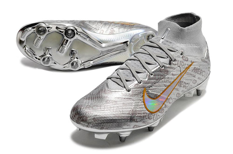 Chuteira Trava Mista Nike Air Zoom Mercurial Superfly 9 Elite Trava Mista Prata "Anniversary 25 Years Pack"