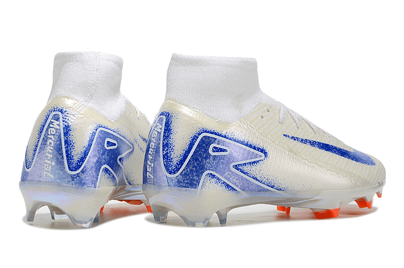 Chuteira Campo Nike Air Zoom Mercurial Superfly 16 Elite FG Branca, Laranja e Preto "Electric Pack"