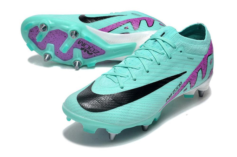 Chuteira Trava Mista Nike Air Zoom Mercurial Vapor 15 Elite Trava Mista Azul e Roxa "Peak Ready Pack"