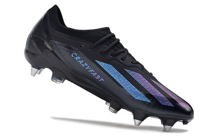 Chuteira Trava Mista Adidas X Crazyfast.1 Ponta de Aluminio Preta e Azul "Salah"