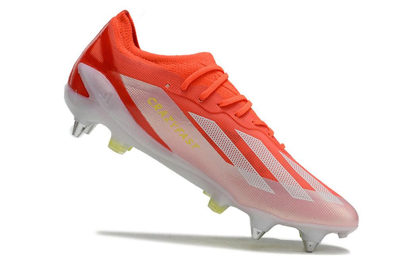 Chuteira Adidas X Crazyfast Messi.1  Ponta de Aluminio Vermelha e Branca "Energy Citrus Pack"