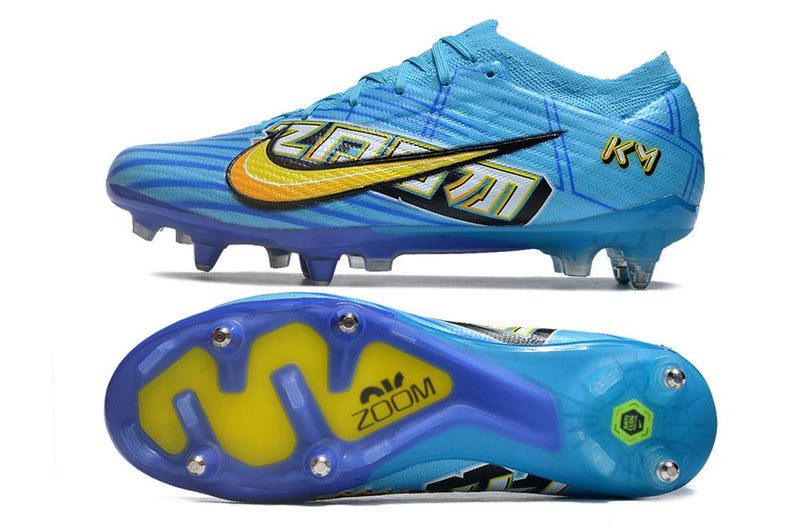 Chuteira Nike Air Zoom Mercurial Vapor 15 Elite Ponta de Aluminio Azul "Mbappe Comic"