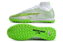 Chuteira Society Nike Air Zoom Mercurial Superfly 9 Elite TF Branca e Verde