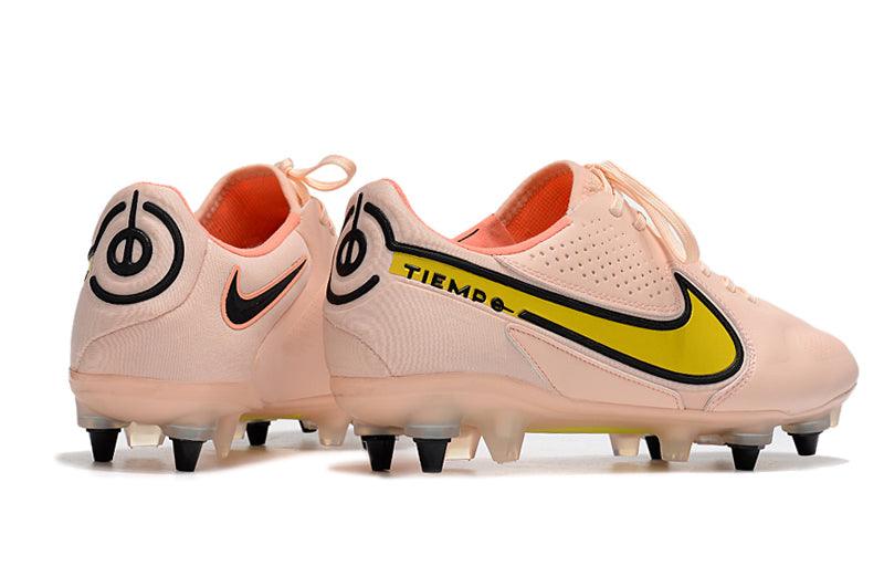 Chuteira Trava Mista Nike Tiempo Legend 9 Elite Trava Mista Rosa e Amarelo "Lucent Pack"
