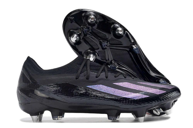 Chuteira Trava Mista Adidas X Crazyfast.1 Ponta de Aluminio Preta e Azul "Salah"