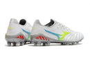 Chuteira Campo Mizuno Morelia Neo 3 FG Branca, Azul e Verde