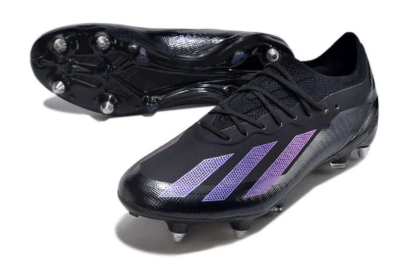 Chuteira Trava Mista Adidas X Crazyfast.1 Ponta de Aluminio Preta e Azul "Salah"