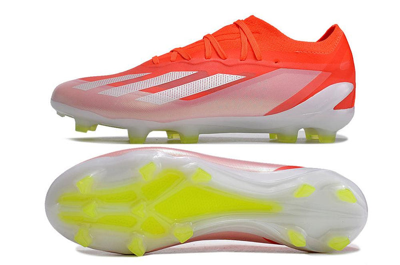 Chuteira Campo Adidas X Crazyfast.1 FG Vermelha e Branca "Energy Citrus Pack"