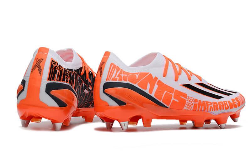 Chuteira Trava Mista Adidas X Speedportal Messi.1 Ponta de Aluminio Branca e Laranja "Balon te Adoro Pack"