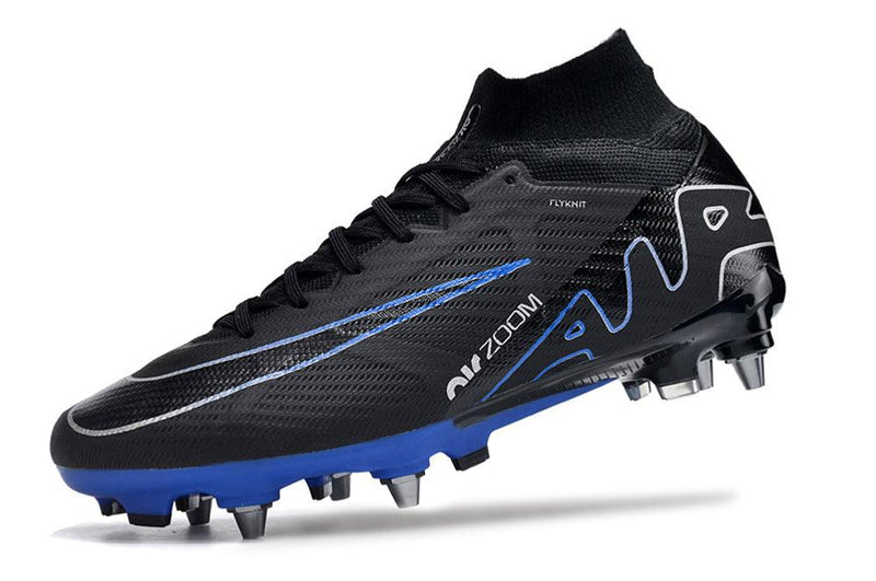 Chuteira Trava Mista Nike Air Zoom Mercurial Superfly 9 Elite Trava Mista Preta e Azul "Shadow Pack"