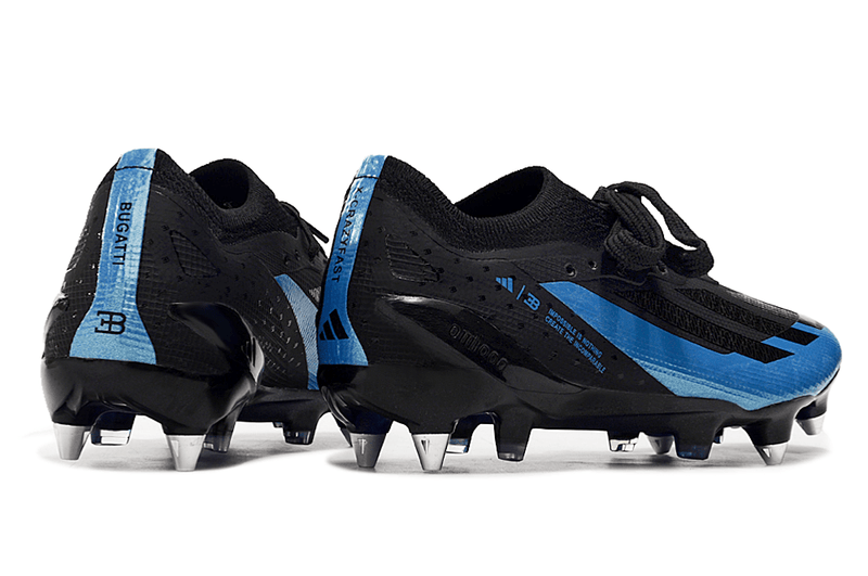 Chuteira Adidas X Crazyfast.1 Ponta de Aluminio Preta e Azul "Bugatti"