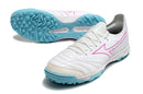 Chuteira Society Mizuno Morelia Neo Beta TF Branca, Azul e Rosa