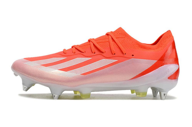 Chuteira Adidas X Crazyfast Messi.1  Ponta de Aluminio Vermelha e Branca "Energy Citrus Pack"