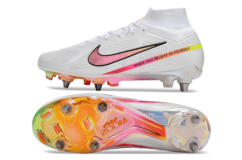 Chuteira Trava Mista Nike Air Zoom Mercurial Superfly 9 Elite Trava Mista Branca "Rashford"