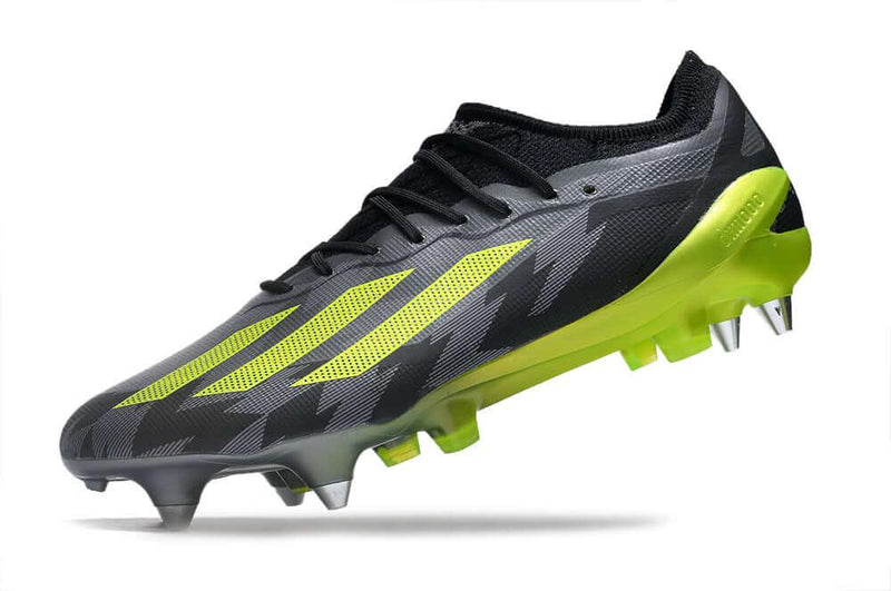 Chuteira Trava Mista Adidas X CrazyFast.1 Ponta de Aluminio Preta e Verde "Crazycharged Pack"