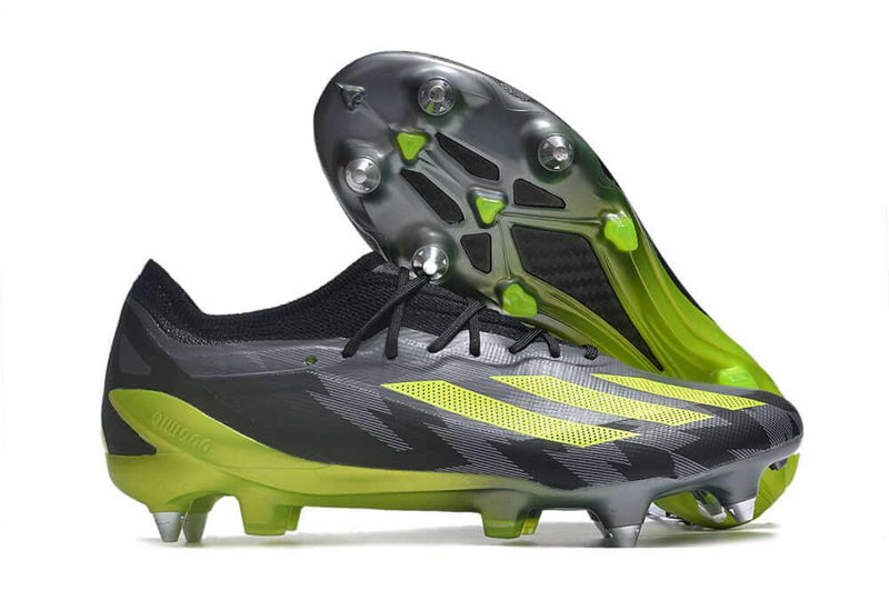 Chuteira Trava Mista Adidas X CrazyFast.1 Ponta de Aluminio Preta e Verde "Crazycharged Pack"