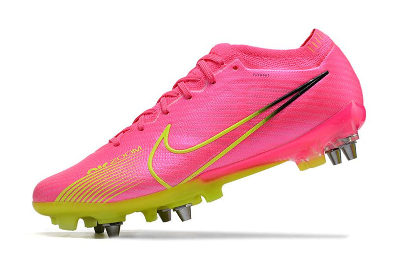 Chuteira Trava Mista Nike Air Zoom Mercurial Vapor 15 Elite Trava Mista Rosa e Verde "Luminous Pack"