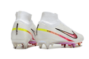 Chuteira Nike Air Zoom Mercurial Superfly 9 Elite Ponta de Aluminio Branca e Rosa "Rashford"