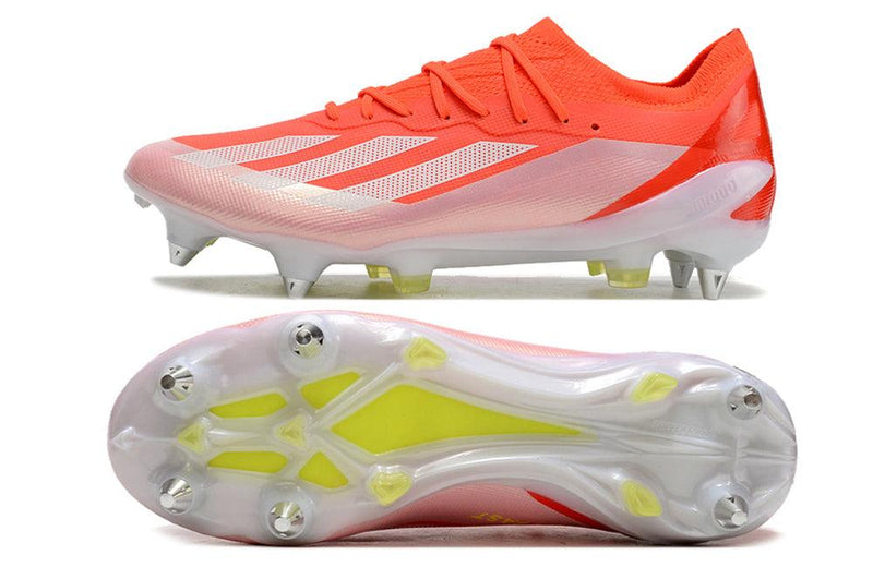 Chuteira Adidas X Crazyfast Messi.1  Ponta de Aluminio Vermelha e Branca "Energy Citrus Pack"