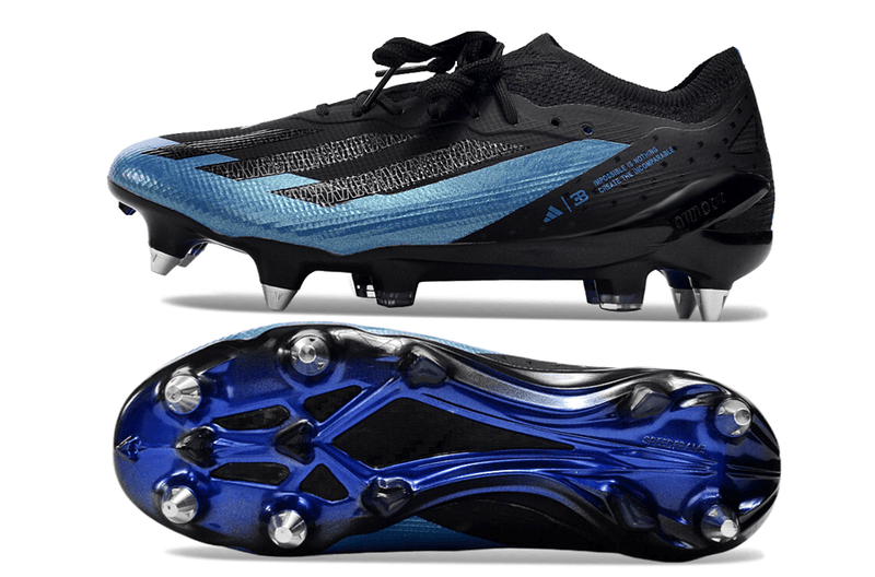 Chuteira Adidas X Crazyfast.1 Ponta de Aluminio Preta e Azul "Bugatti"
