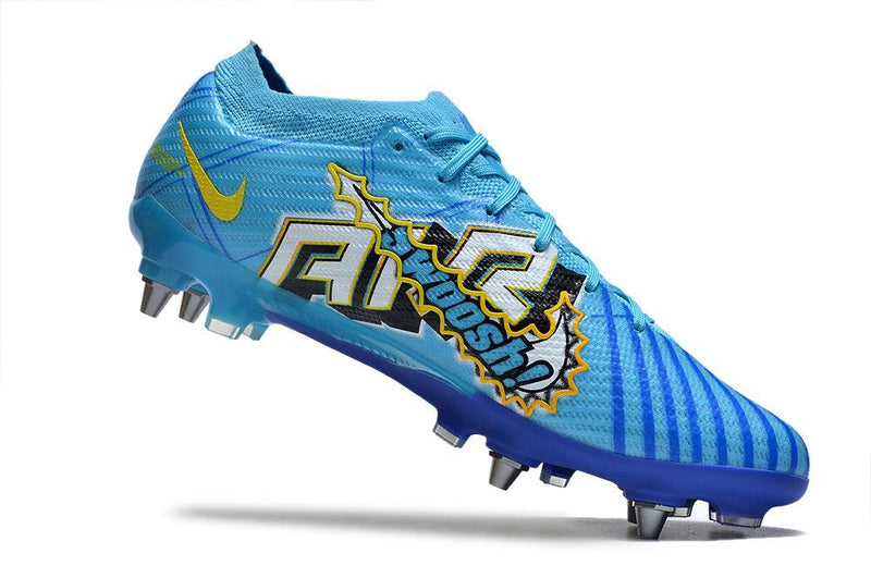 Chuteira Trava Mista Nike Air Zoom Mercurial Vapor 15 Elite Trava Mista Azul "Mbappe Comic"