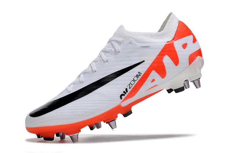 Chuteira Trava Mista Nike Air Zoom Mercurial Vapor 15 Elite Trava Mista Branca e Laranja "Ready Pack"
