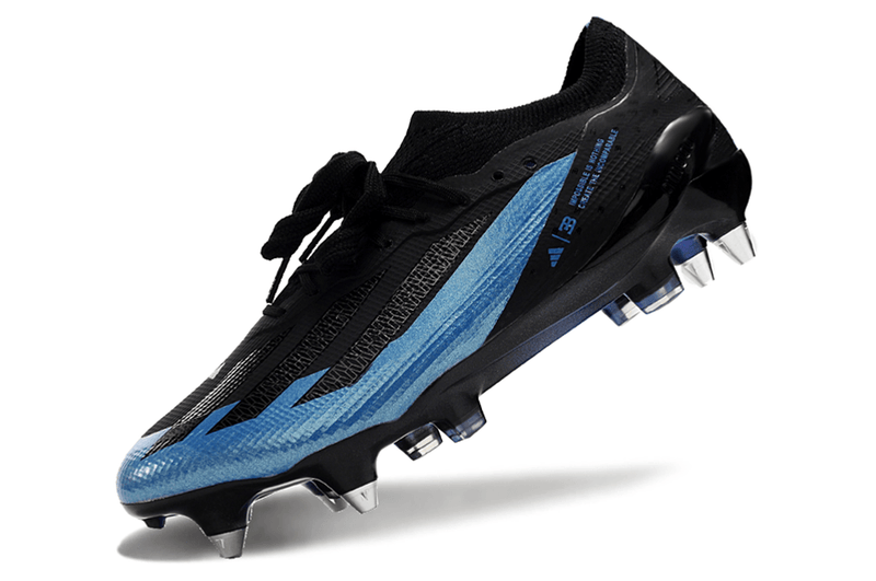 Chuteira Adidas X Crazyfast.1 Ponta de Aluminio Preta e Azul "Bugatti"