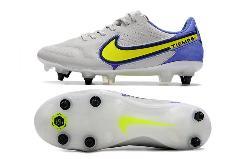 Chuteira Trava Mista Nike Tiempo Legend 9 Elite Trava Mista Cinza e Roxo "Recharge Pack"
