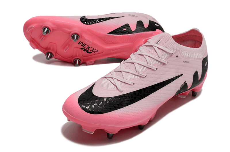Chuteira Trava Mista Nike Air Zoom Mercurial Vapor 15 Elite Trava Mista Rosa e Preta "Mad Brilliance Pack"