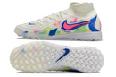 Chuteira Society Nike Phantom Luna 2 Elite TF Branca, Azul e Rosa