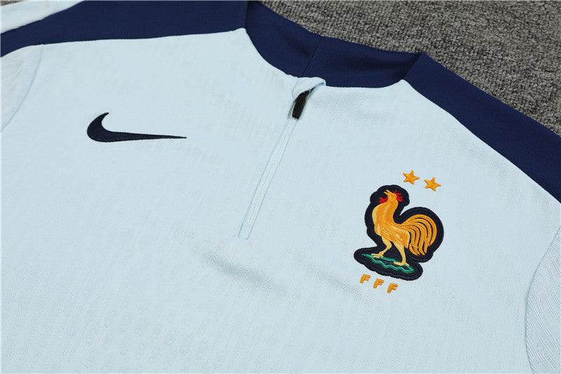 Conjunto Treino França 24/25 - Versão Jogador - Gelo e azul